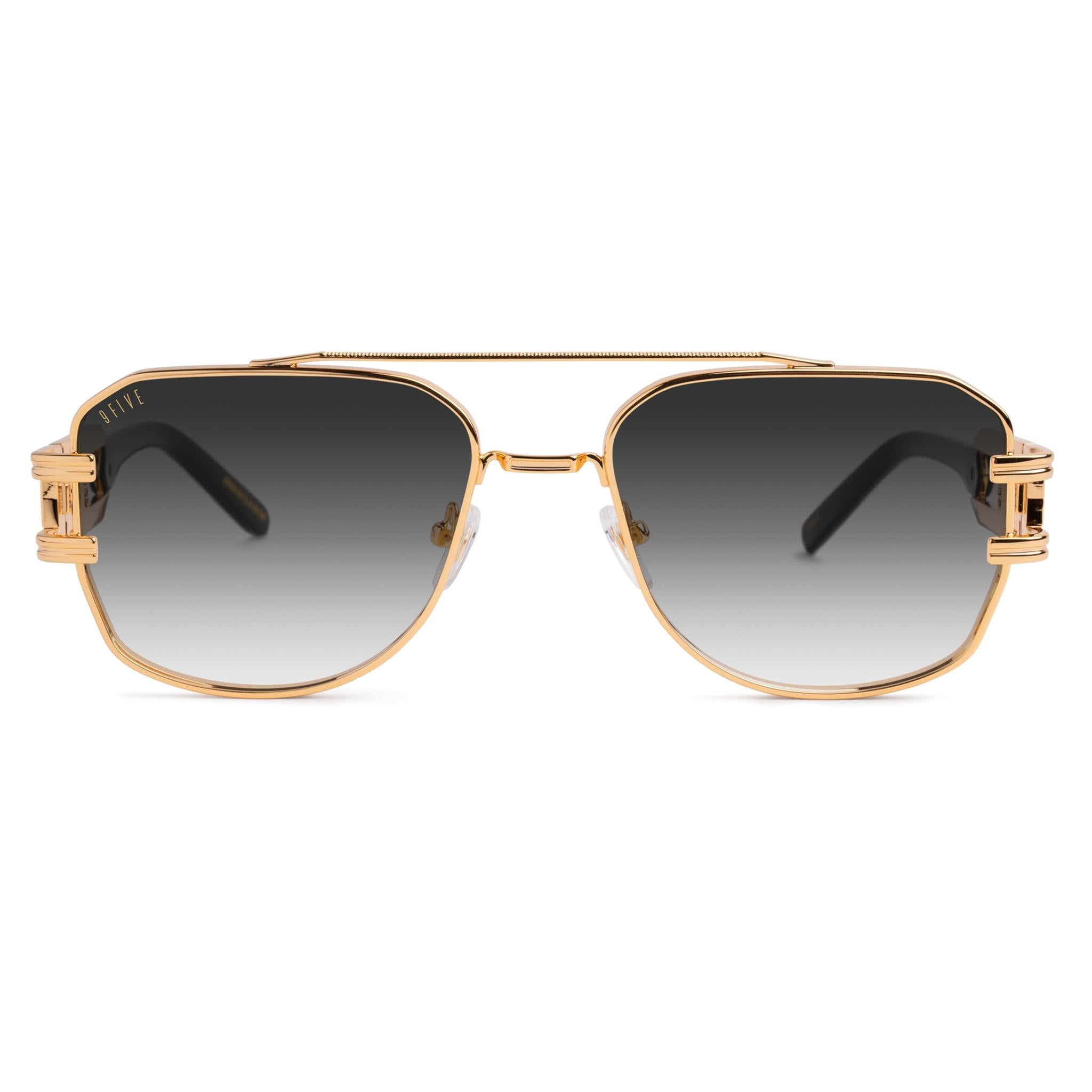 9FIVE Royals Black Gradient & 24K Gold Sunglasses — XL fit, front [g:black-gradient s:xl o:1]