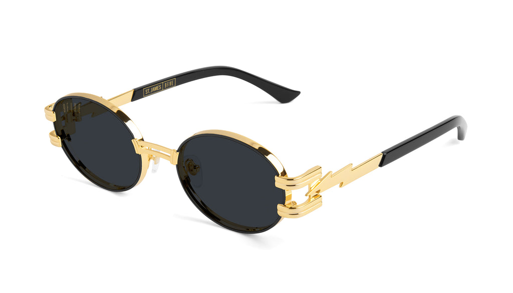 9FIVE St. James Bolt Black & 24k Gold Sunglasses Rx