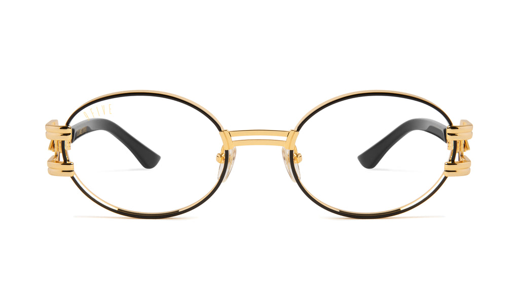 9FIVE St. James Bolt Black & 24k Gold Clear Lens Glasses Rx