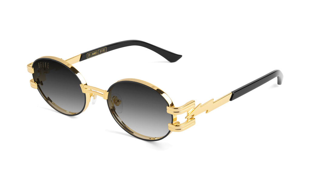 9FIVE St. James Bolt Black & 24k Gold - Gradient Sunglasses