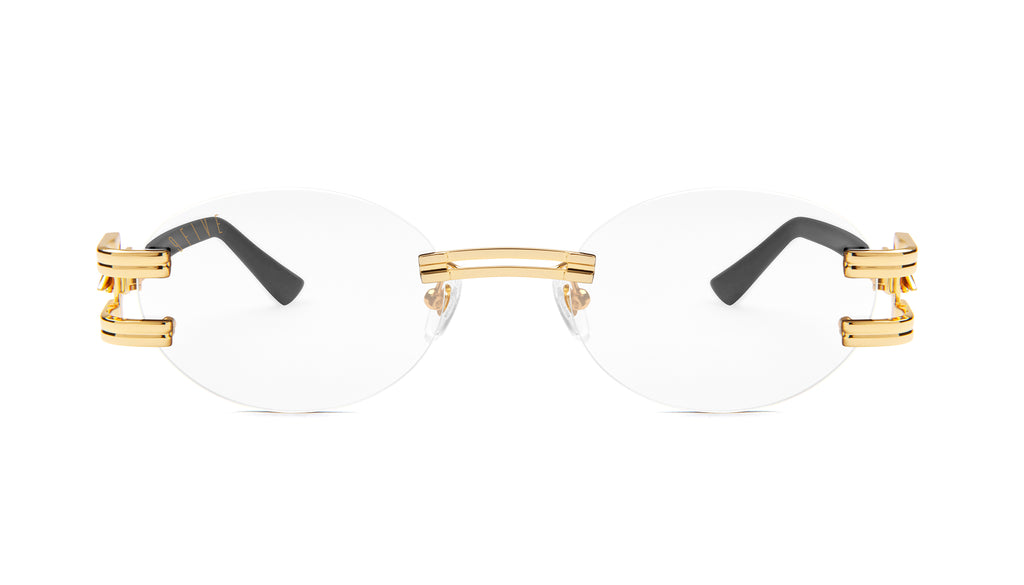 ⚡9FIVE St. James Bolt⚡ Lite Black & 24k Gold Clear Lens Glasses