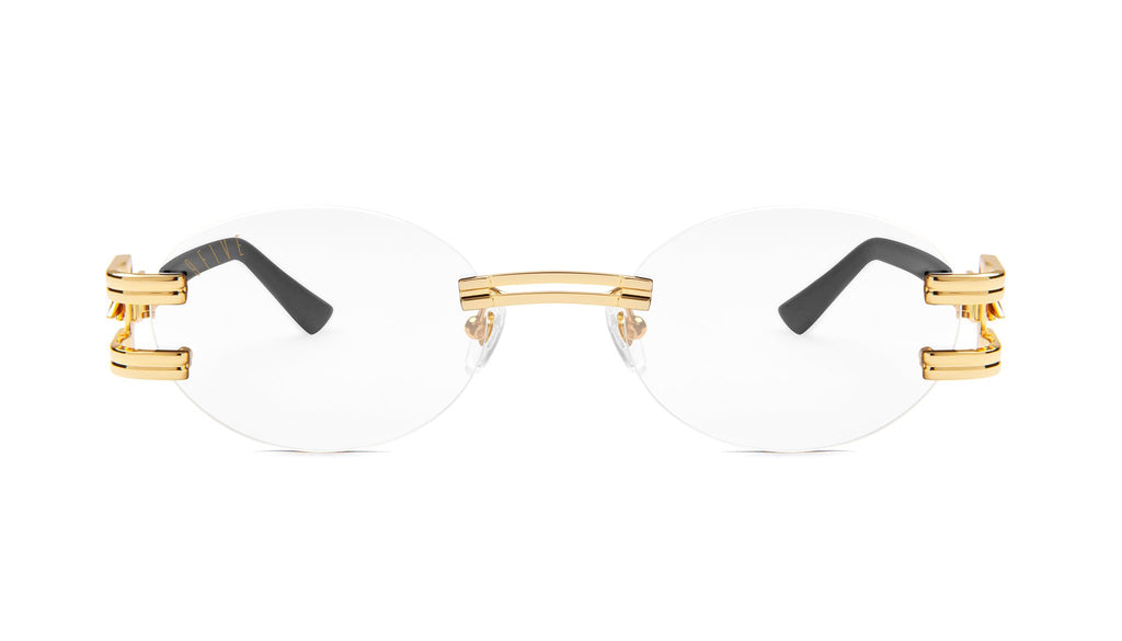 ⚡9FIVE St. James Bolt⚡ Lite Black & 24k Gold Clear Lens Glasses Rx