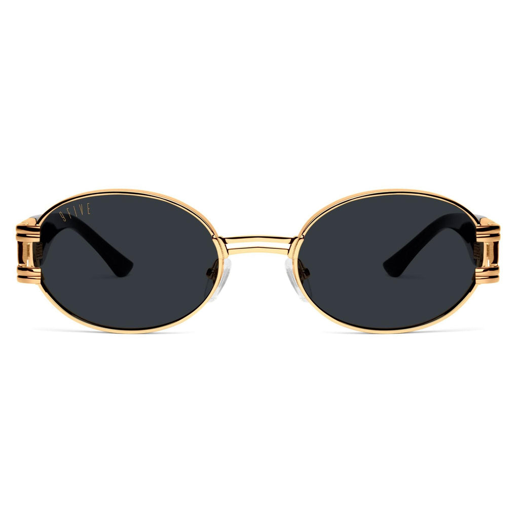 9FIVE St. James Black & 24K Gold XL Sunglasses — front [g:black s:xl o:1]