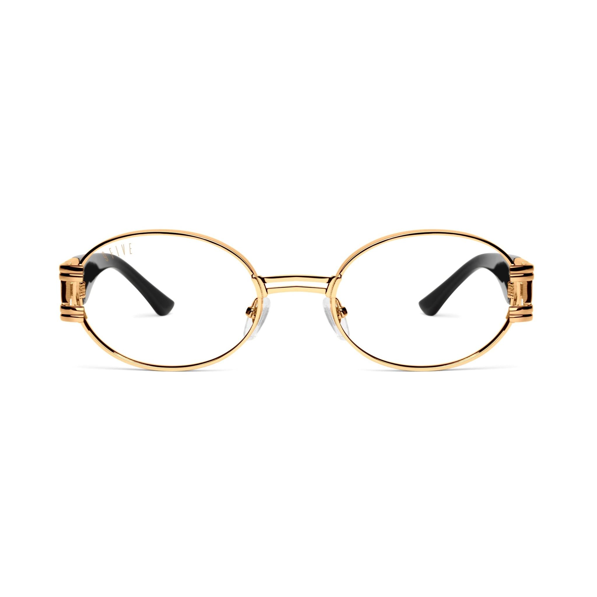 9FIVE St. James Black & 24K Gold Clear Lens Glasses Rx