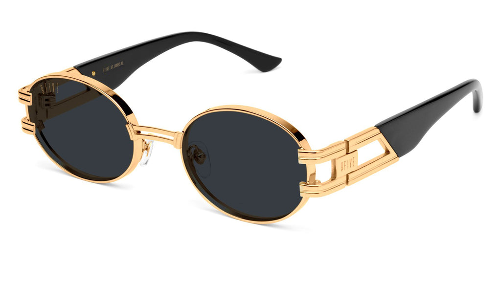 9FIVE St. James Black & 24k Gold XL Sunglasses