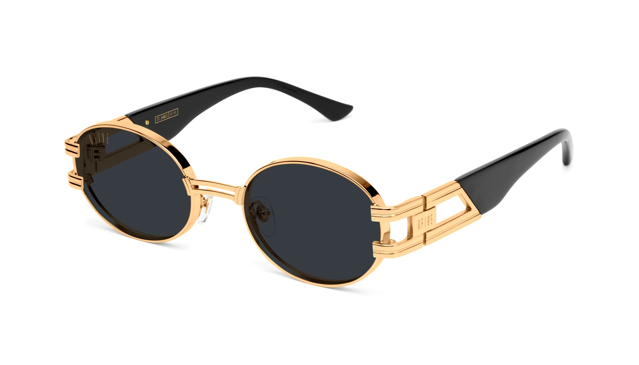 9Five St. James Black & 24K Gold Sunglasses CR-39 (Standard)