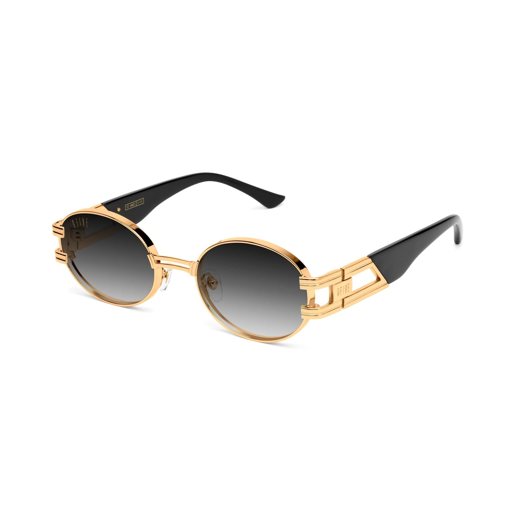 9FIVE St. James Black Gradient & 24K Gold Sunglasses — side [g:black-gradient s:all o:2]