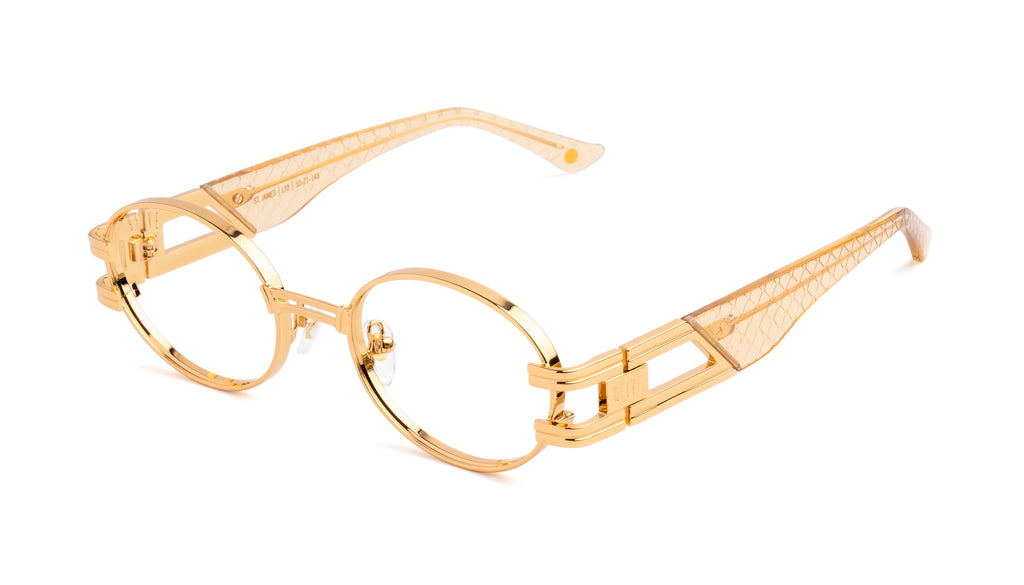 9FIVE St. James Gold Snake Clear Lens Glasses