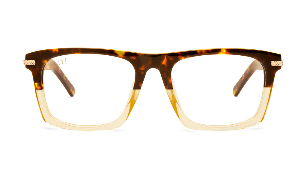 9FIVE Three Tortoise & Gold Split Clear Lens Glasses