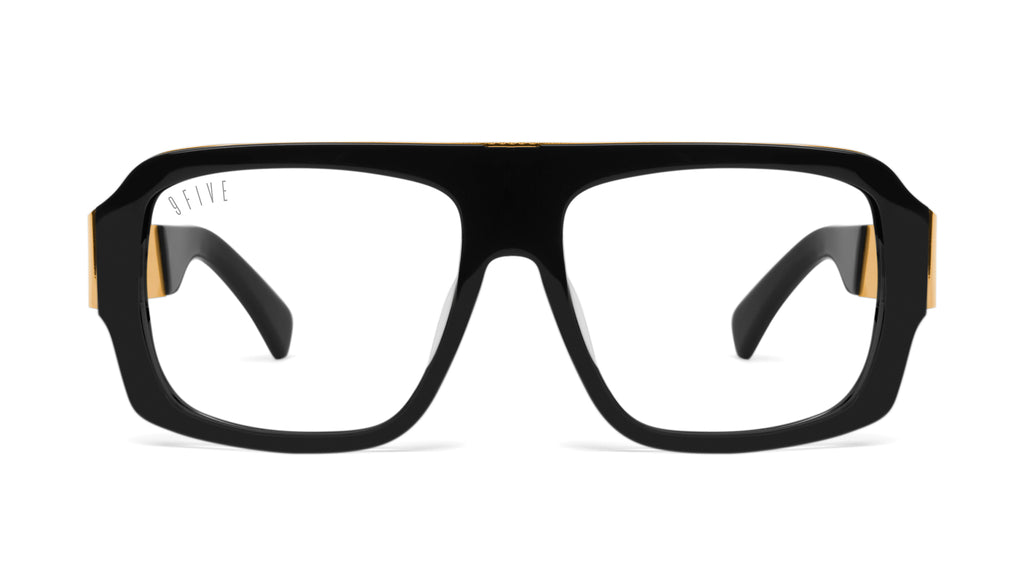 9FIVE Tips LX Black & 24K Gold Clear Lens Glasses Rx