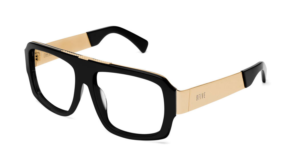 9FIVE Tips LX Black & 24K Gold Clear Lens Glasses Rx
