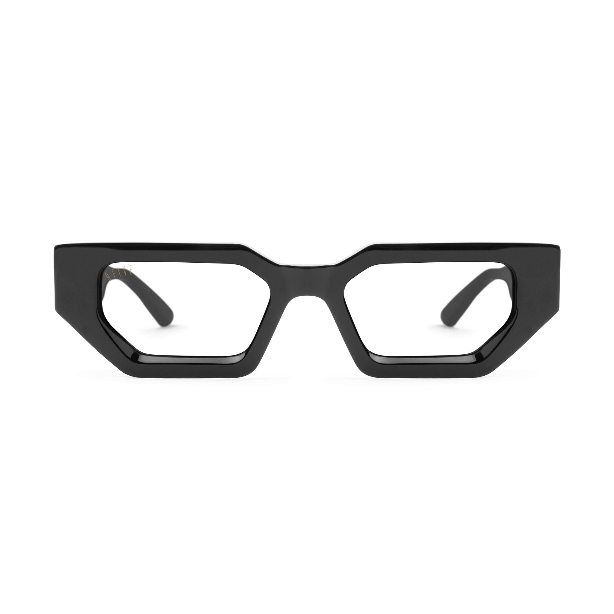 9FIVE Vincent Black & 24K Gold Clear Lens Glasses Rx