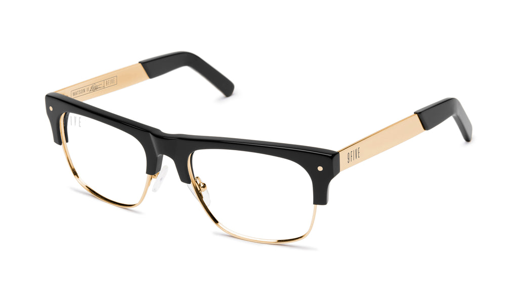 9FIVE Watson 2 Black & 24K Gold Clear Lens Glasses Rx