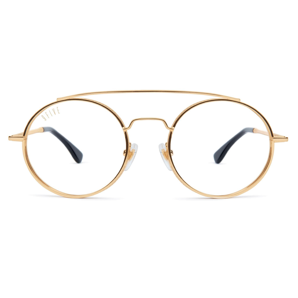 9FIVE 50-50 24K Gold XL Clear Lens Glasses
