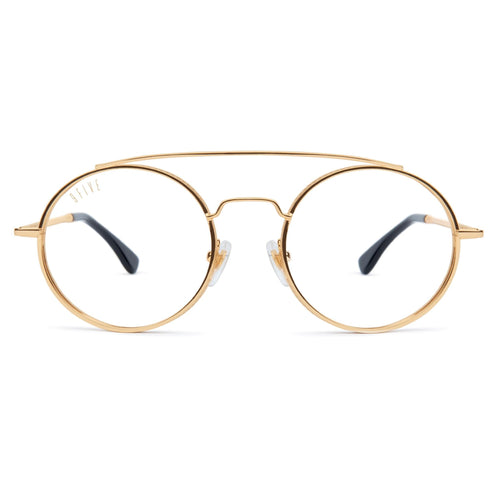 9FIVE 50-50 24K Gold XL Clear Lens Glasses