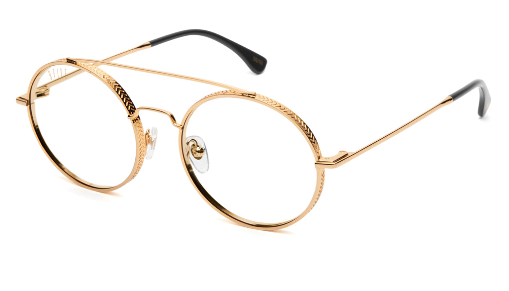 9FIVE 50-50 24K Gold XL Clear Lens Glasses