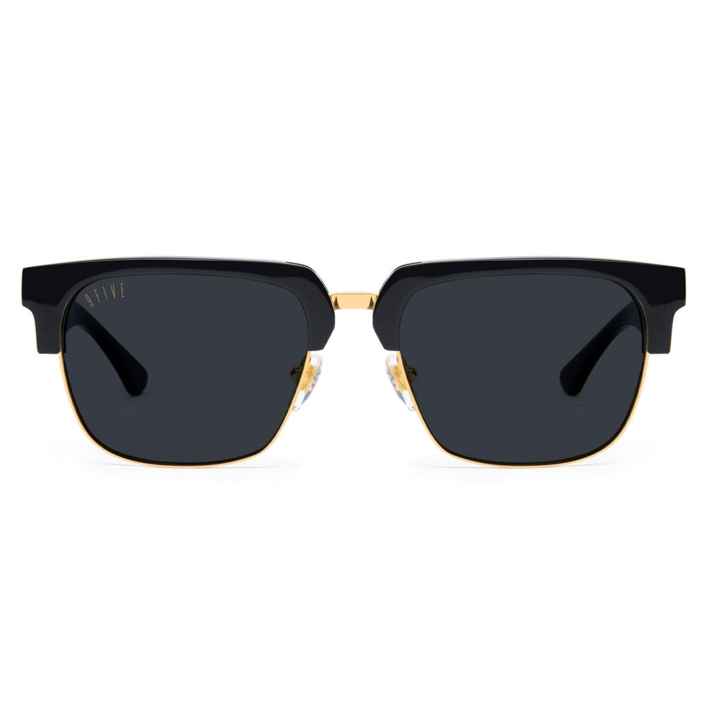 9FIVE Belmont Black & 24K Gold Sunglasses — XL fit, front [g:black s:xl o:1]