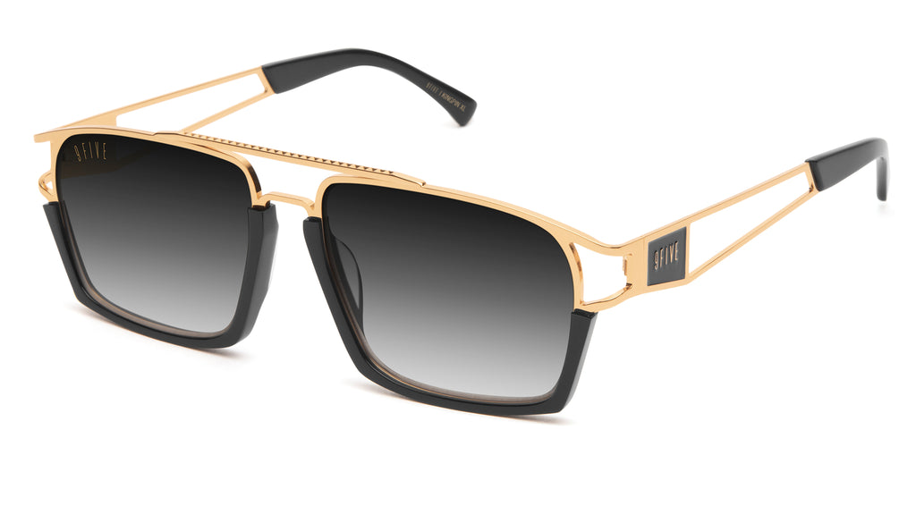 9FIVE Kingpin Black & 24k Gold XL - Gradient Sunglasses