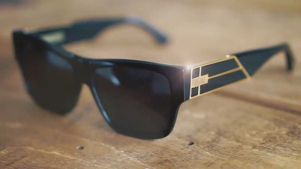 9FIVE Lincoln Black & 24K Gold Sunglasses Rx