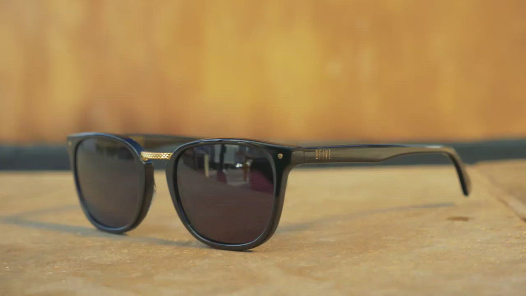 9FIVE Olson Black & 24K Gold Sunglasses